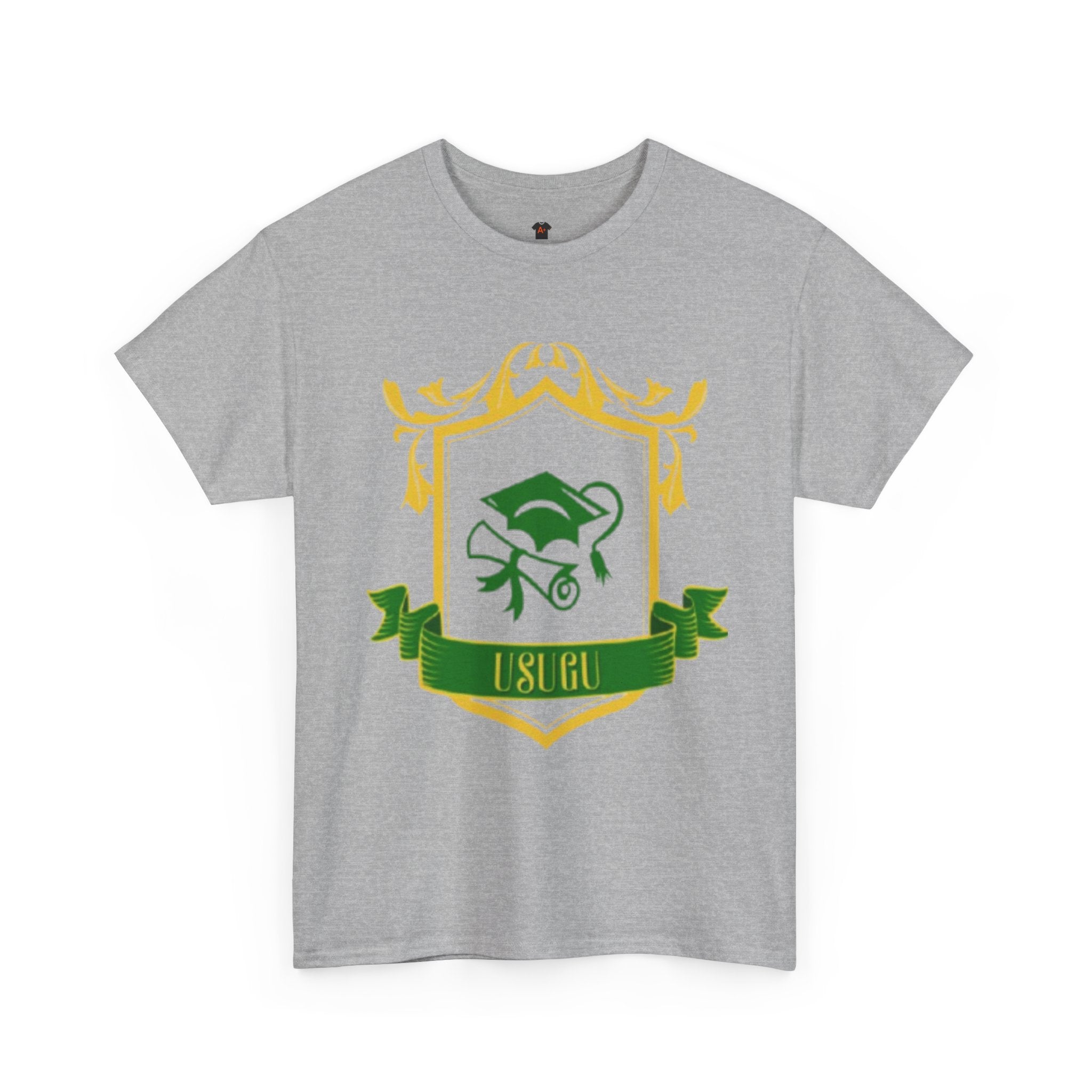 Graduation Crest T‑Shirt — Green & Gold Cap Emblem