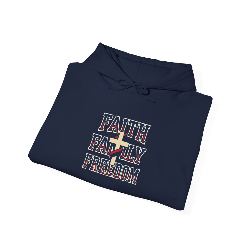 Faith Family Freedom Hoodie | faith-based patriotic, vintage Americana