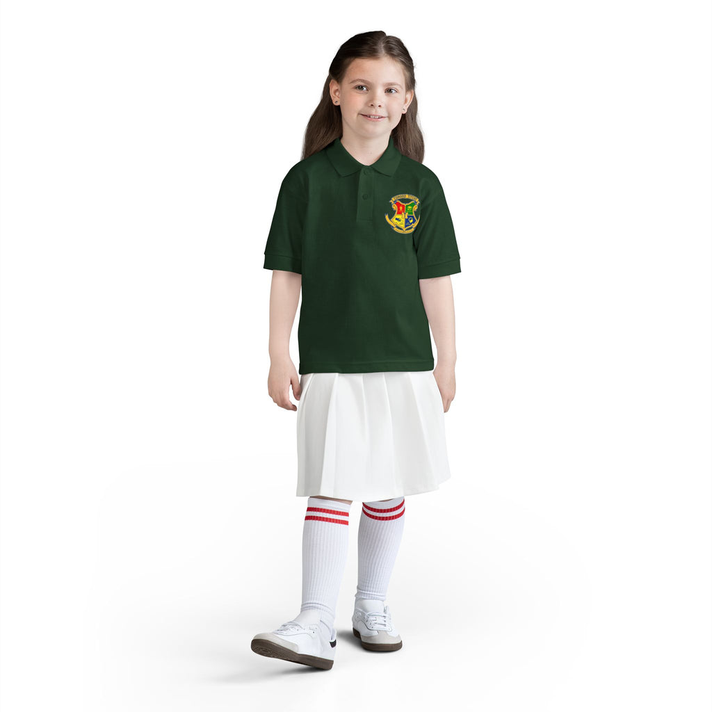 Youth Polo Shirt with Colorful Shield Crest Embroidered Logo