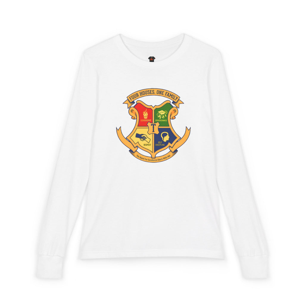 Youth Long Sleeve Tee — Family Crest Shield Design
