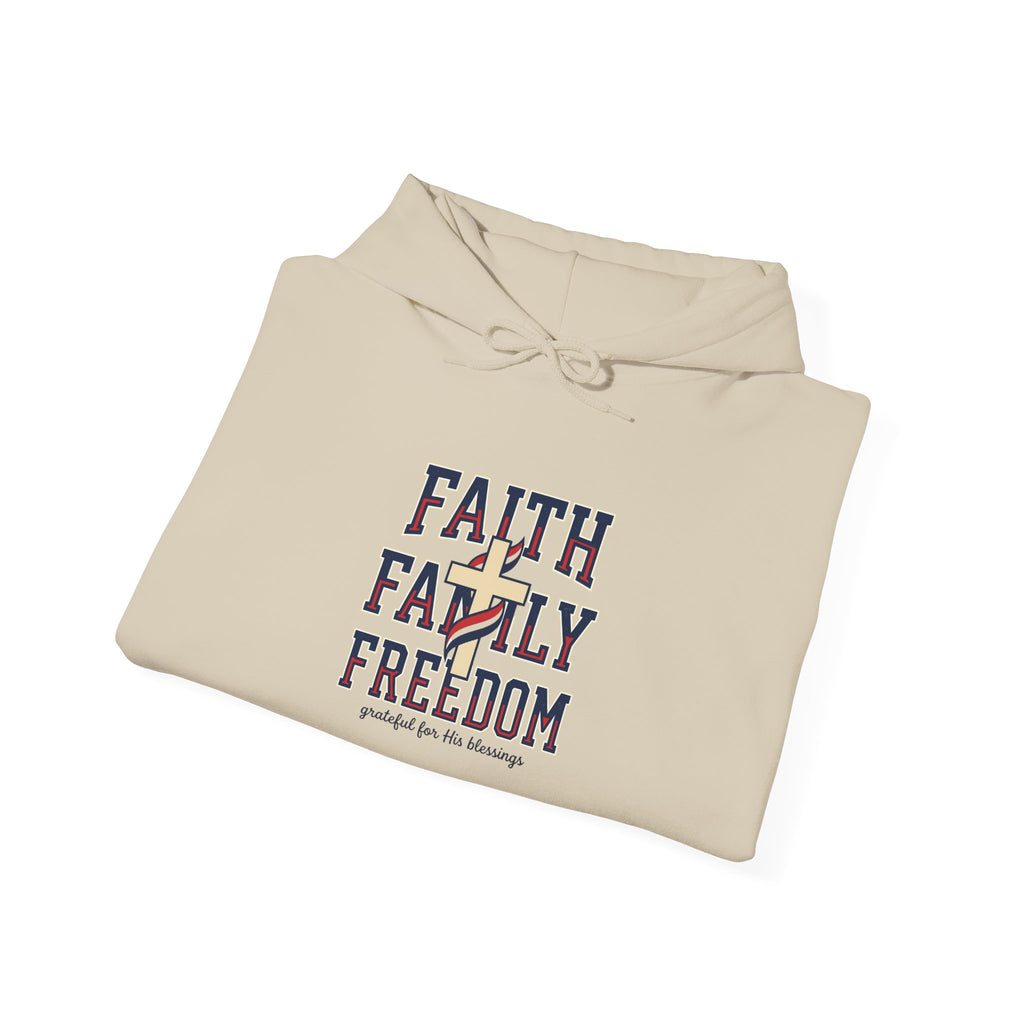 Faith Family Freedom Hoodie | faith-based patriotic, vintage Americana