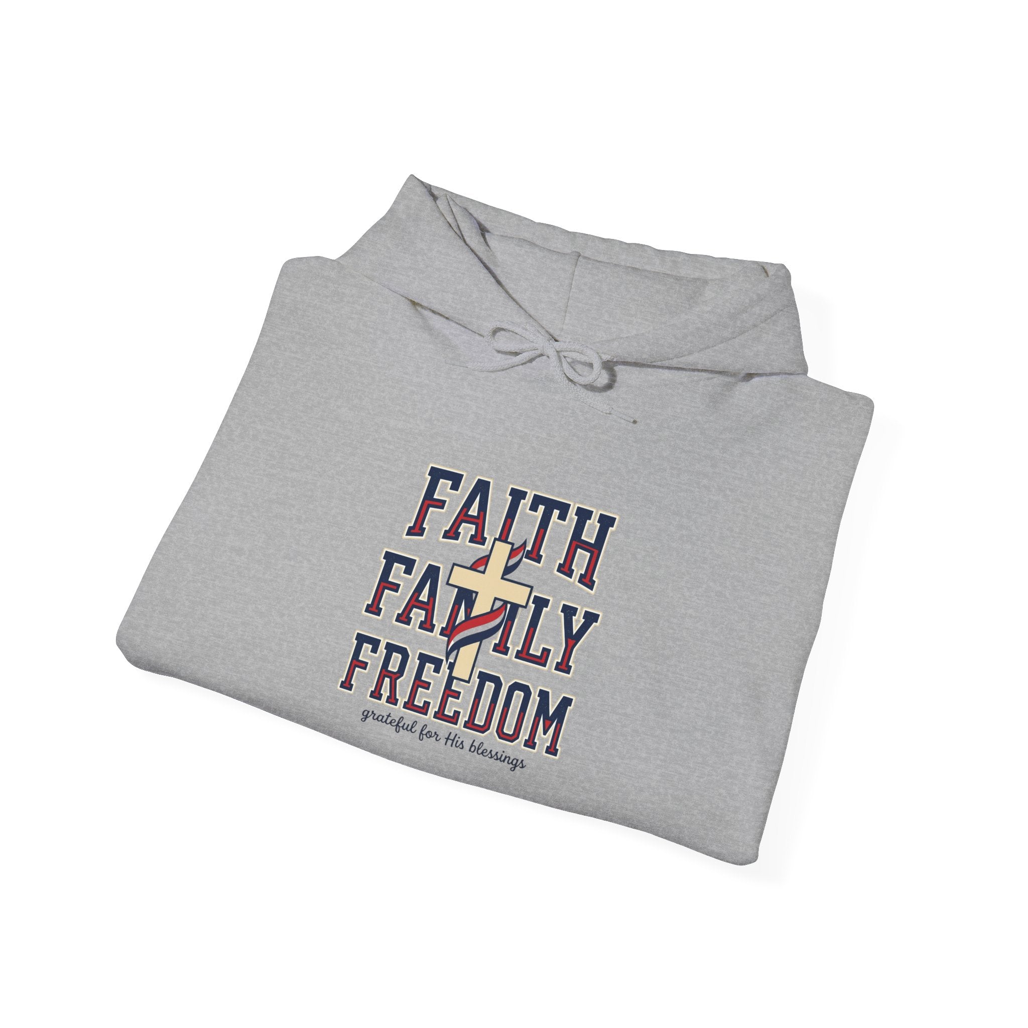 Faith Family Freedom Hoodie | faith-based patriotic, vintage Americana