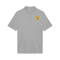 Embroidered Crest Polo Shirt — White Performance Sport Polo with Colorful Shield Logo