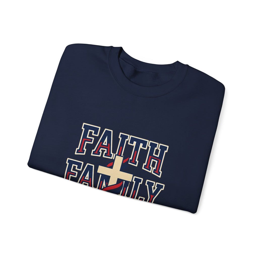 Faith Family Freedom Sweatshirt | Patriotic Faith-Based July 4th Vintage Americana