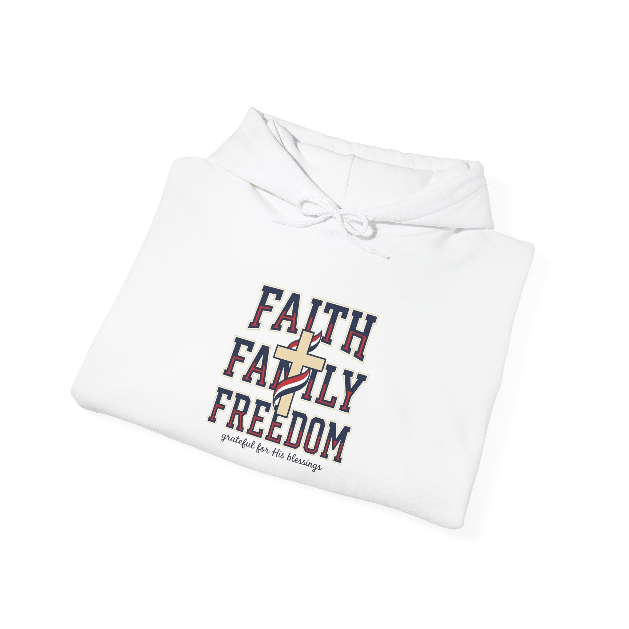 Faith Family Freedom Hoodie | faith-based patriotic, vintage Americana