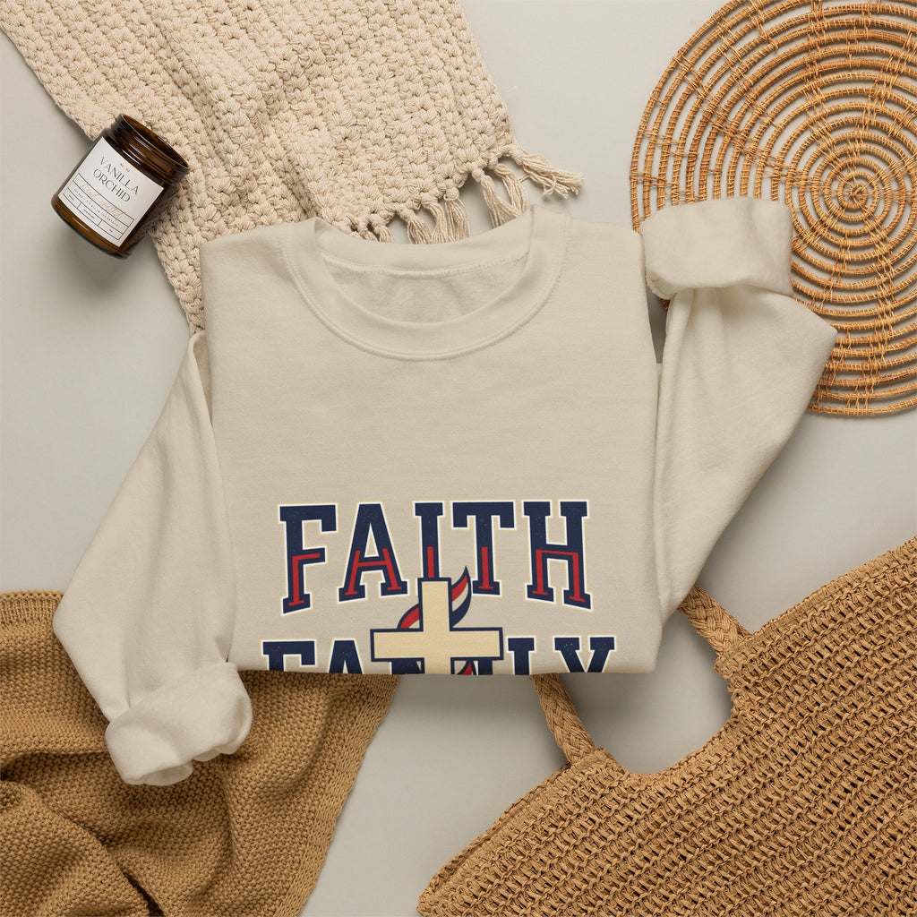 Faith Family Freedom Sweatshirt | Patriotic Faith-Based July 4th Vintage Americana