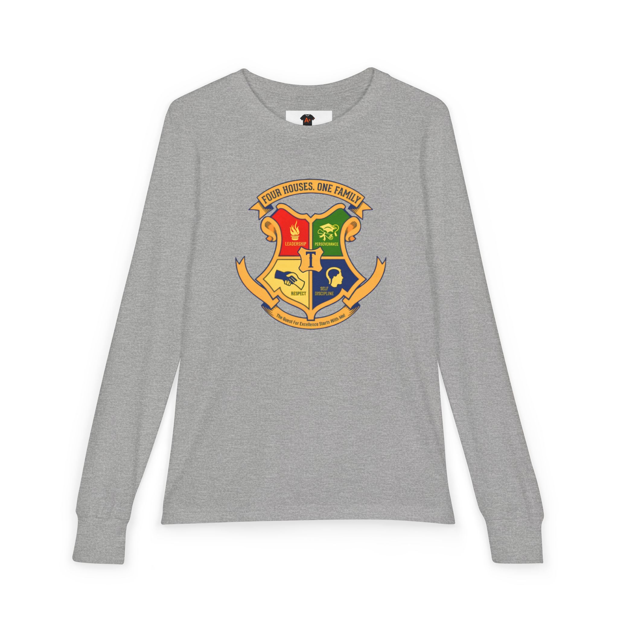 Youth Long Sleeve Tee — Family Crest Shield Design