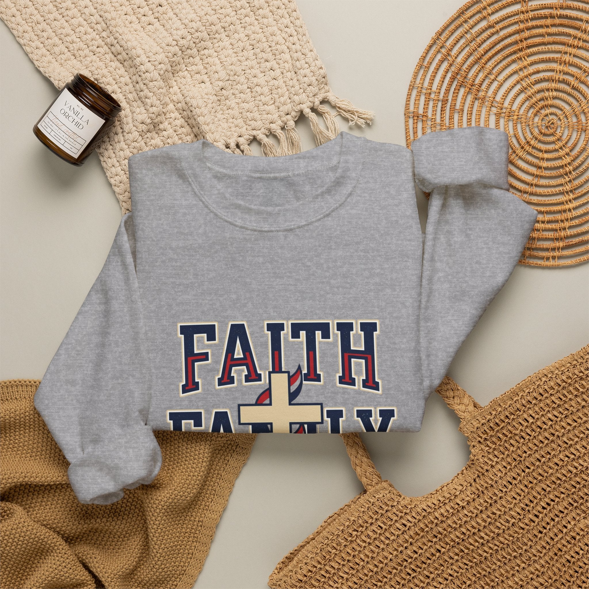 Faith Family Freedom Sweatshirt | Patriotic Faith-Based July 4th Vintage Americana