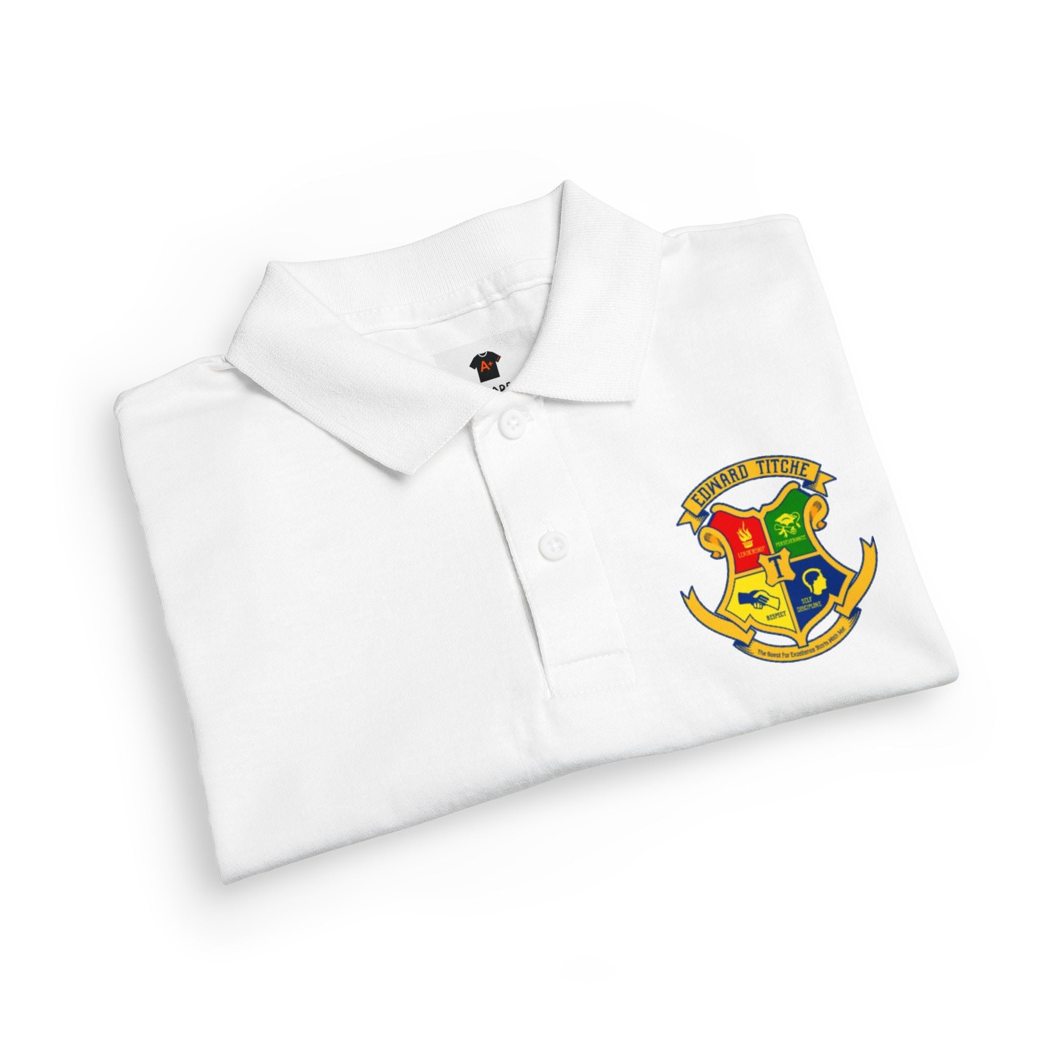Youth Polo Shirt with Colorful Shield Crest Embroidered Logo